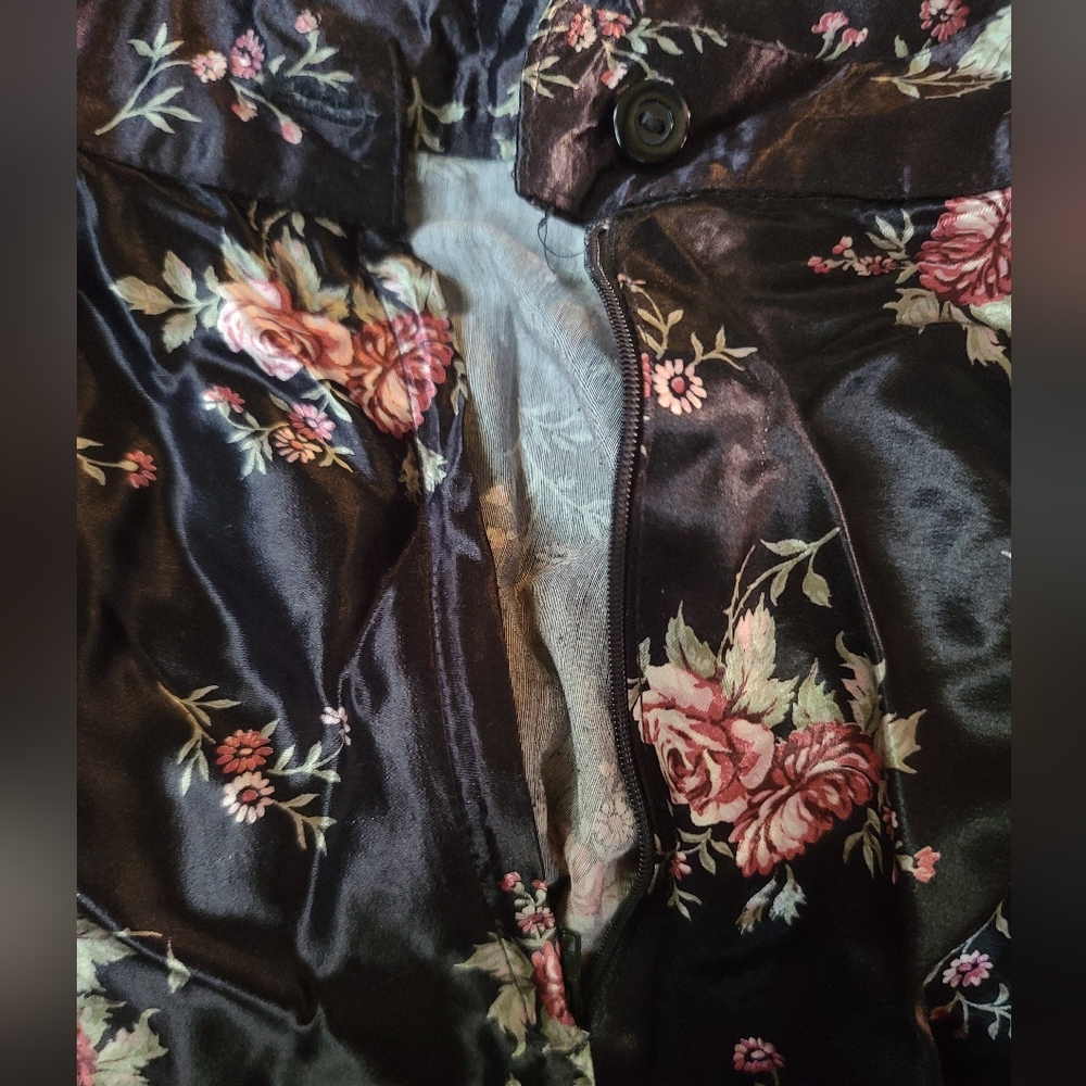 Sostanza vintage satin floral flare short skirt szS - Picture 3 of 6